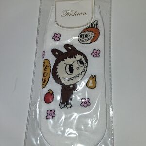 White Cartoon Ankle Socks